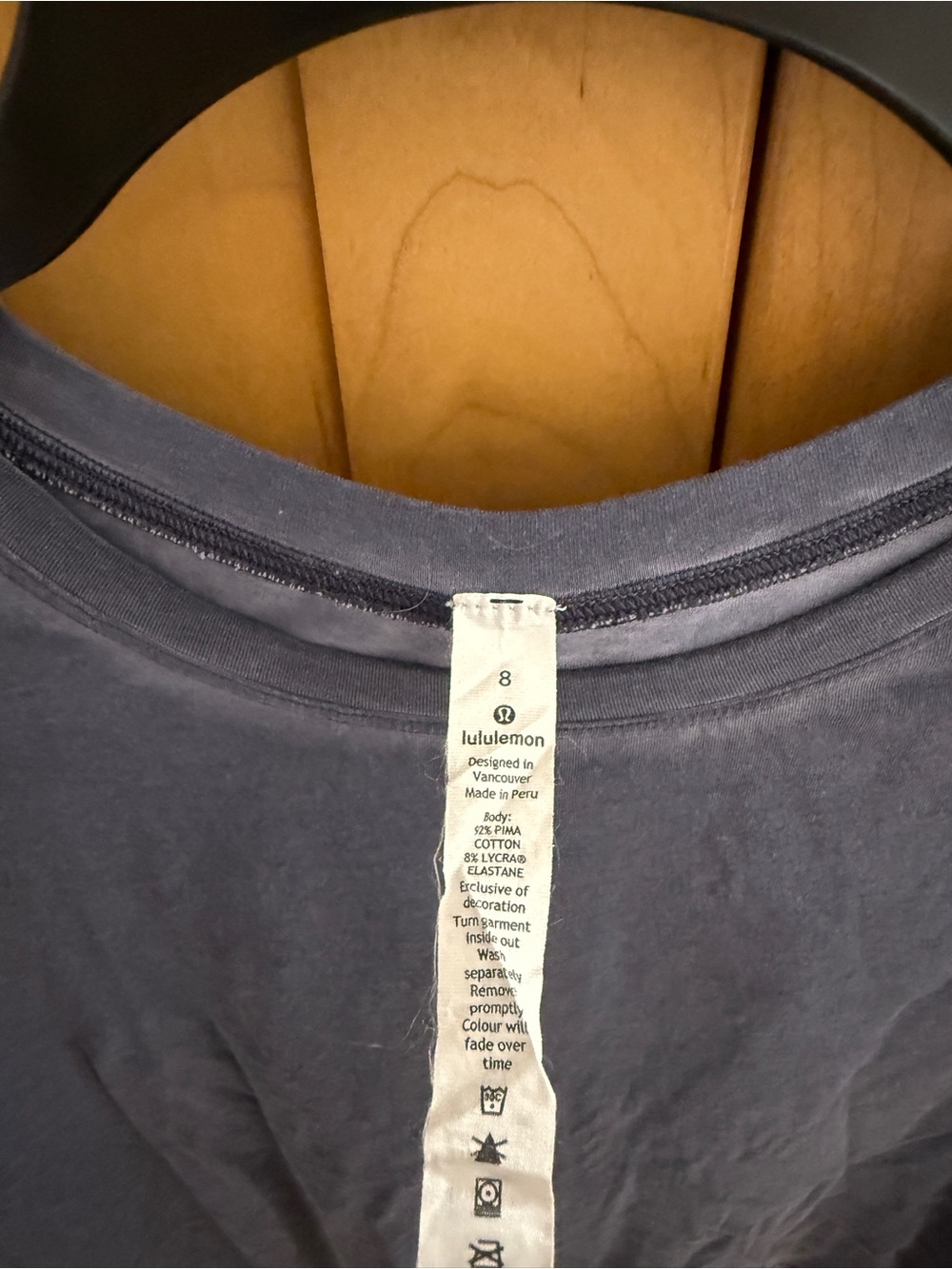 Lululemon Cates Tee Cropped *Fade Sublimado Pigment Dye Cadet Blue Size 8 - Picture 2 of 11